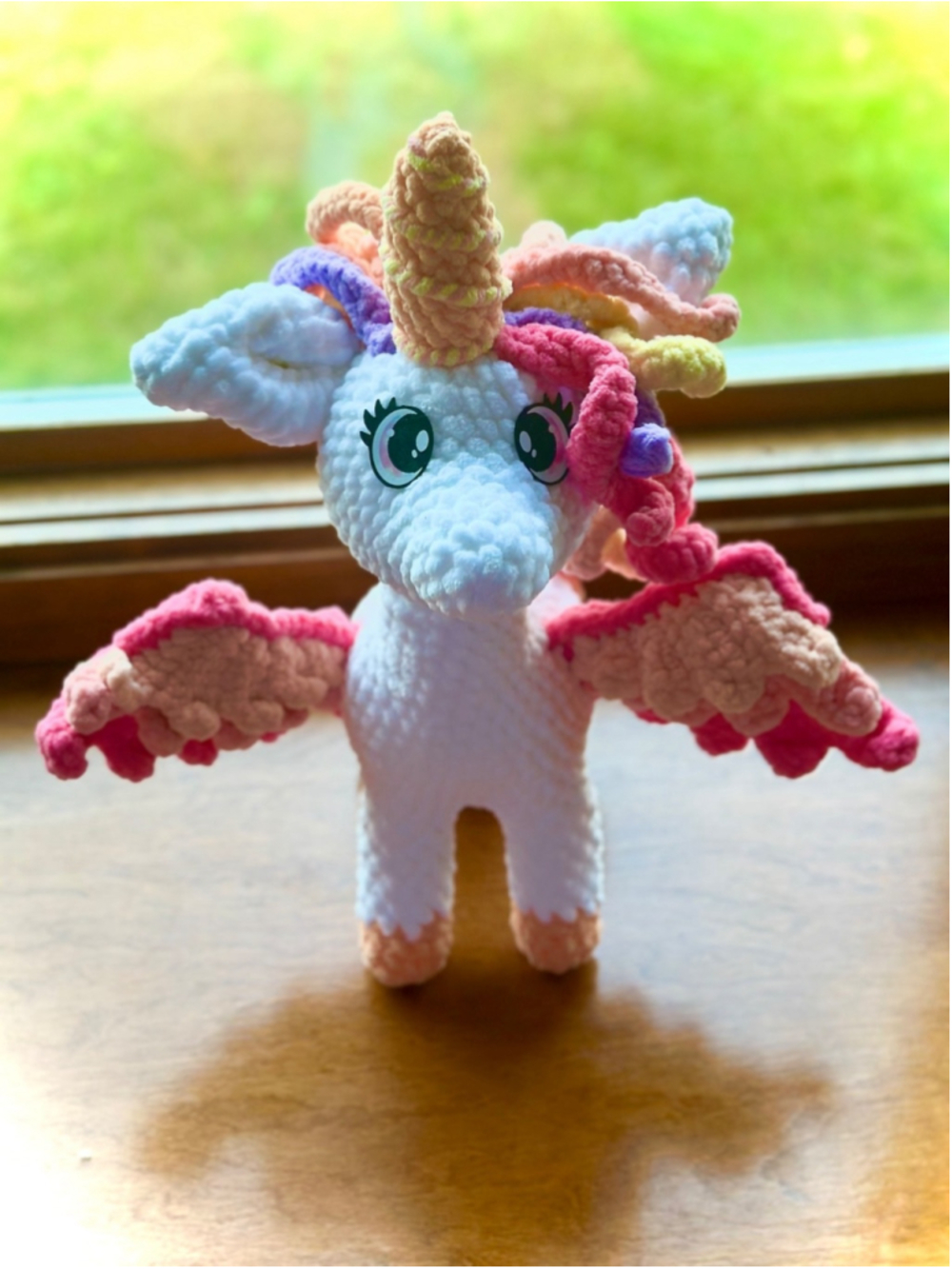 Large Handmade Crochet Winged Unicorn Plush